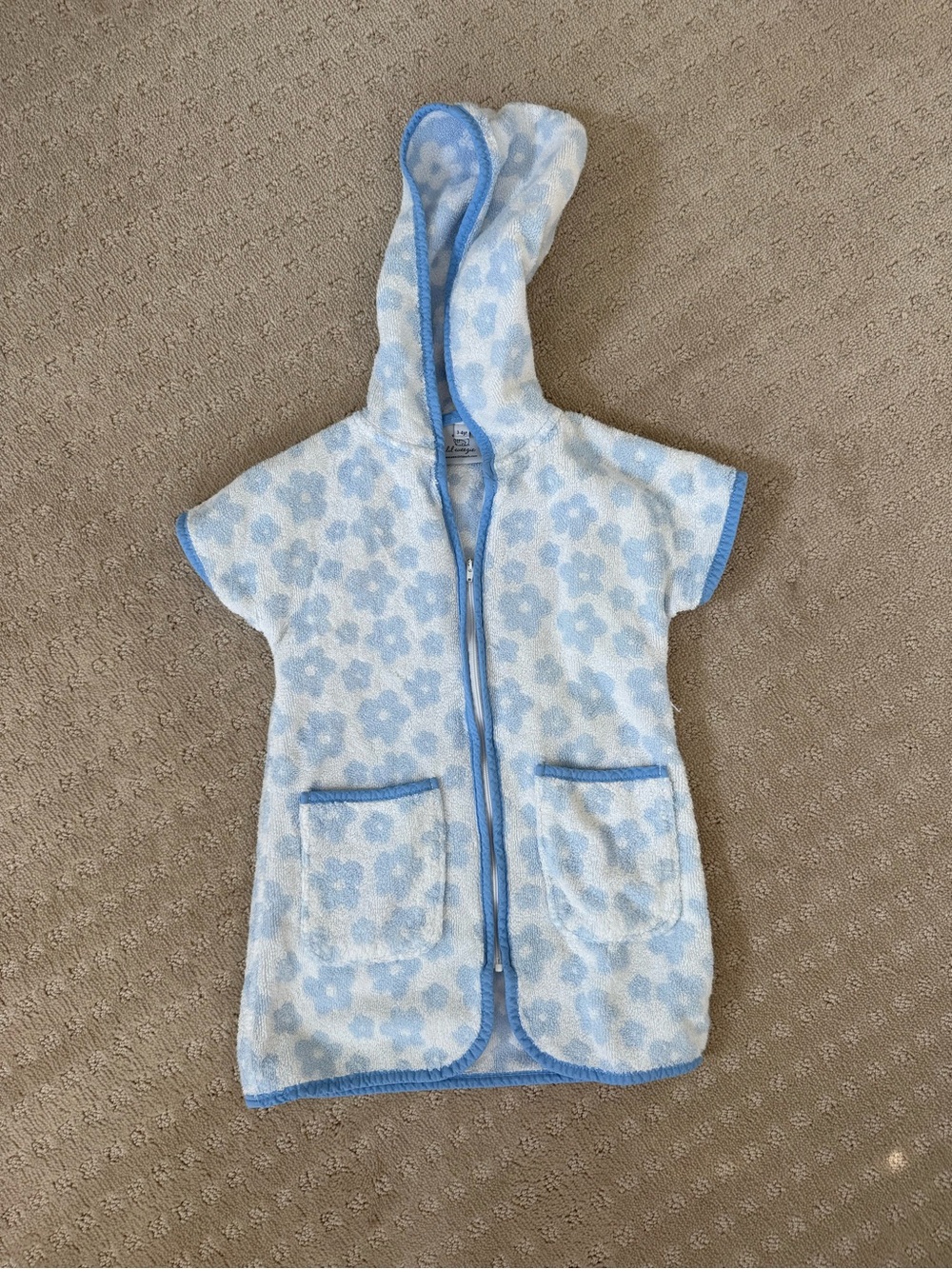Kids Blue Floral Hooded Swim Coverup